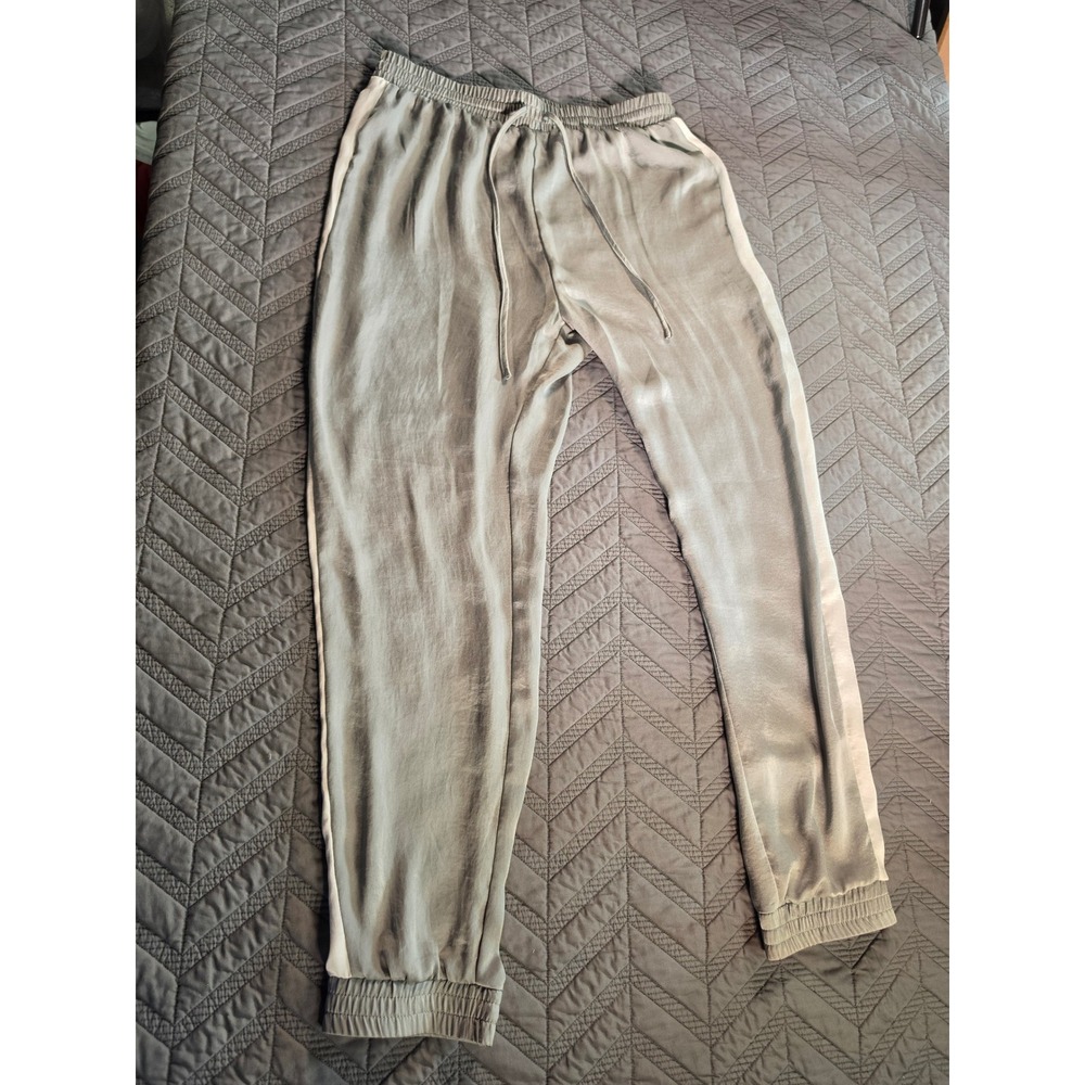 Forever 21 Womens Sage Green Satin Side Stripe Jogger Pants Size M